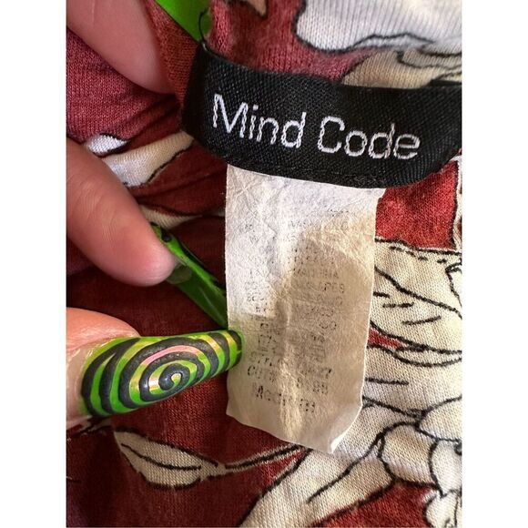 Mind Code Burgundy White Floral Printed Bungee Spaghetti Strap, Scoop Neckline, - Picture 4 of 6